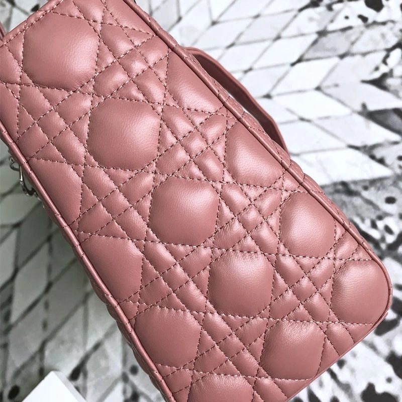 Medium Lady Dior Bag Cannage Lambskin Nude Silver - Image 3