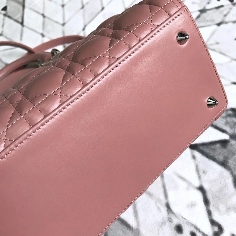 Medium Lady Dior Bag Cannage Lambskin Nude Silver - Image 4