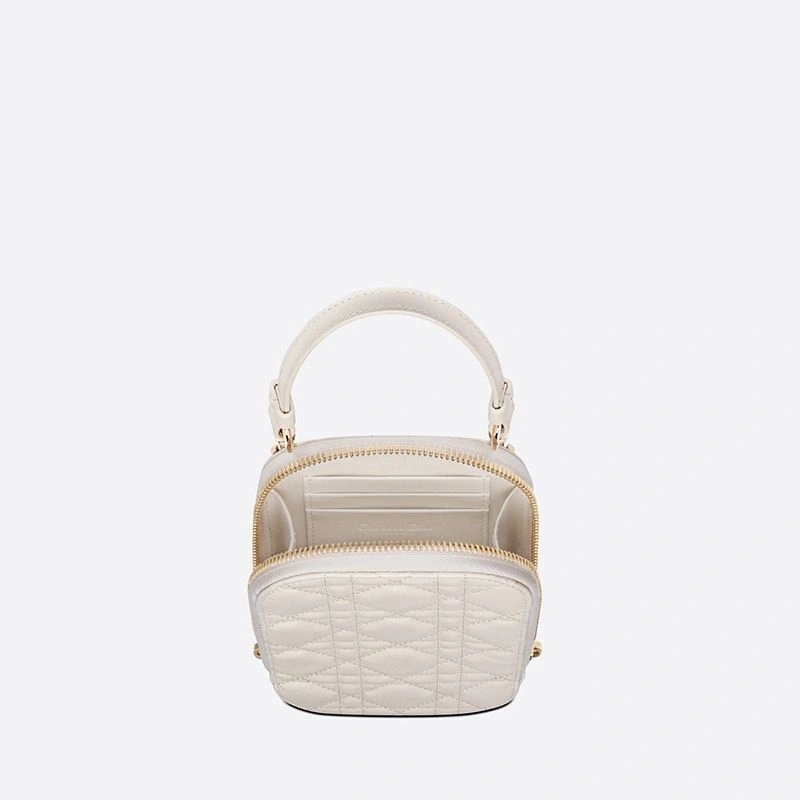 Lady Dior Phone Holder Cannage Lambskin White - Image 4