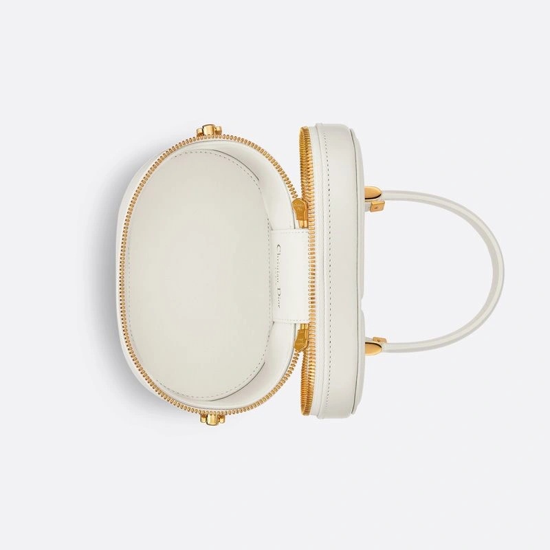 Small Dior CD Signature Vanity Case Calfskin White - Image 4
